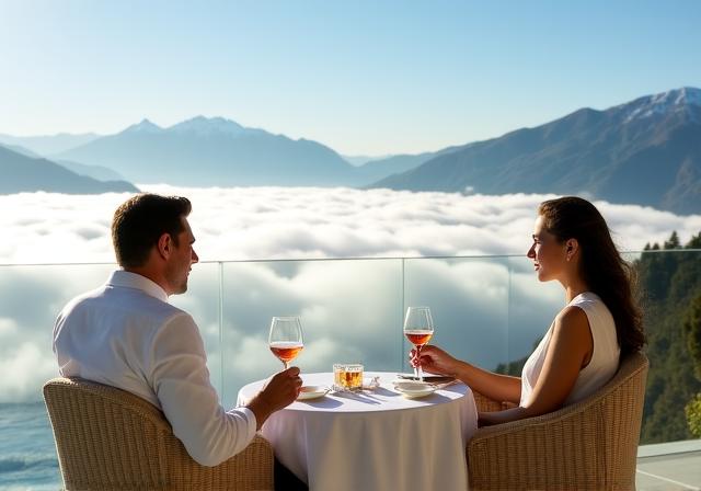 Cloud formations above luxury resort