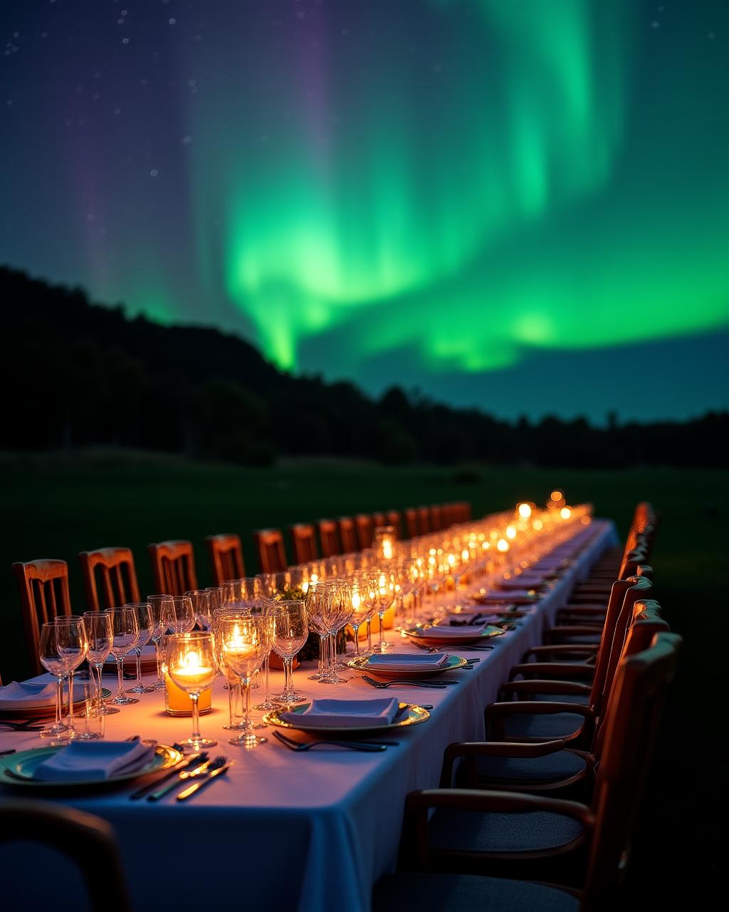 Matrimonio di lusso sotto un cielo boreale
